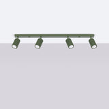 Plafond Karbon 4-Flammig Olivgrün Stilvolle Farbnote Im Loft-Stil-Leuchtezauber