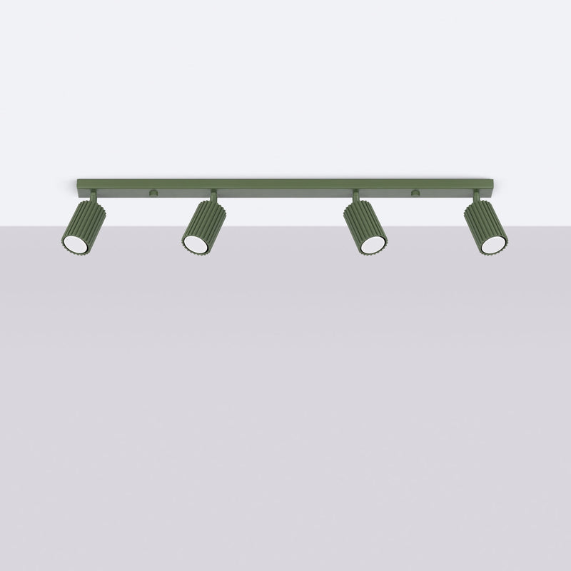 Plafond Karbon 4-Flammig Olivgrün Stilvolle Farbnote Im Loft-Stil-Leuchtezauber