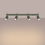 Plafond Karbon 4-Flammig Olivgrün Stilvolle Farbnote Im Loft-Stil-Leuchtezauber