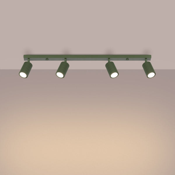 Plafond Karbon 4-Flammig Olivgrün Stilvolle Farbnote Im Loft-Stil-Leuchtezauber