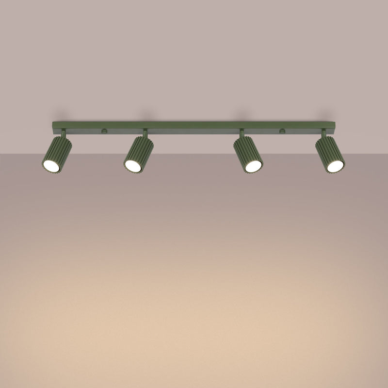 Plafond Karbon 4-Flammig Olivgrün Stilvolle Farbnote Im Loft-Stil-Leuchtezauber