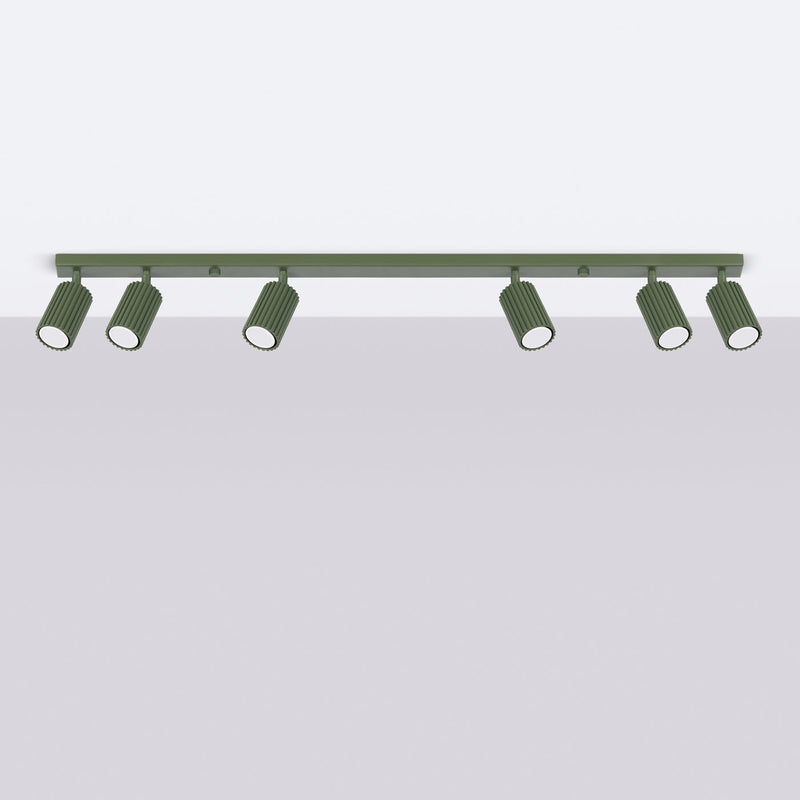 Plafond Karbon 6-Flammig Olivgrün Industrial-Design In Farbe-Leuchtezauber