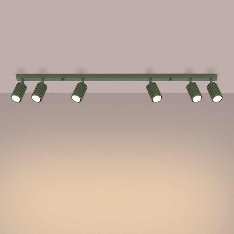 Plafond Karbon 6-Flammig Olivgrün Industrial-Design In Farbe-Leuchtezauber