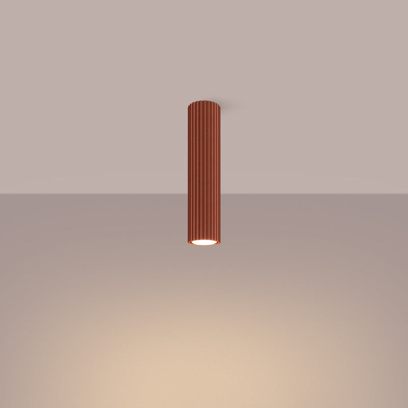 Plafond Karbon Ø30 Roter Ocker Kompakte Runde Deckenlampe-Leuchtezauber