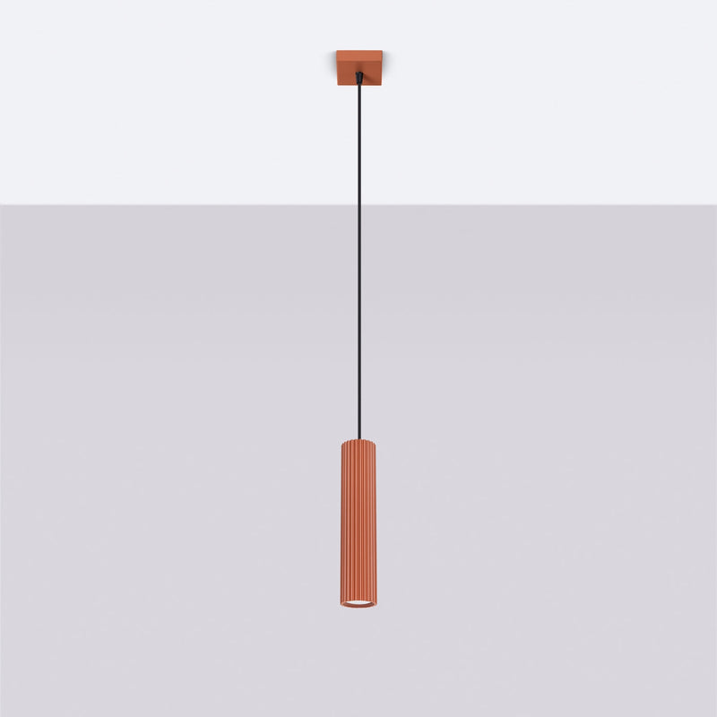 Pendelleuchte Karbon 1-flammig Roter Ocker – Industrial Look-Leuchtezauber