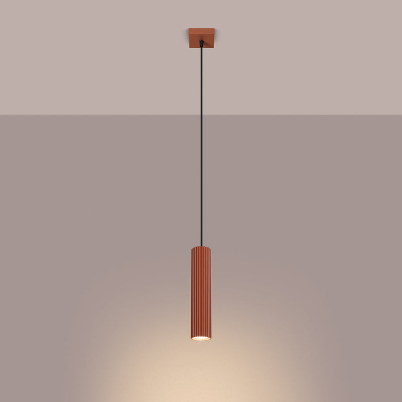 Pendelleuchte Karbon 1-flammig Roter Ocker – Industrial Look-Leuchtezauber