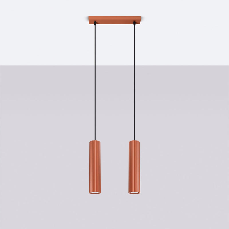 Pendelleuchte Karbon 2-flammig Roter Ocker – Modern & Warm-Leuchtezauber