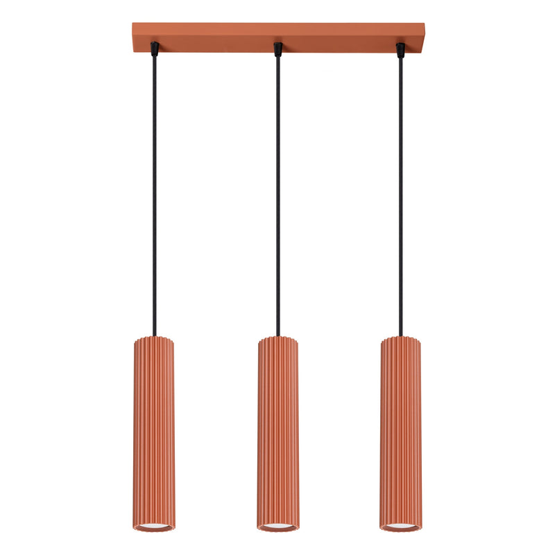 Pendelleuchte Karbon 3-flammig Linear Roter Ocker-Leuchtezauber
