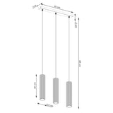 Pendelleuchte Karbon 3-flammig Linear Roter Ocker-Leuchtezauber