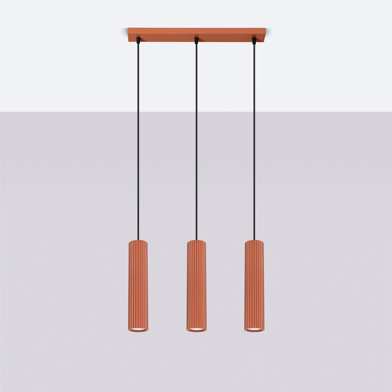 Pendelleuchte Karbon 3-flammig Linear Roter Ocker-Leuchtezauber