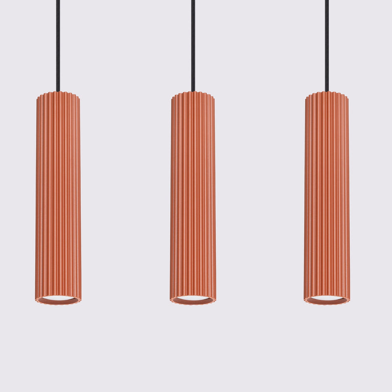 Pendelleuchte Karbon 3-flammig Linear Roter Ocker-Leuchtezauber