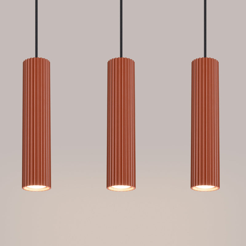 Pendelleuchte Karbon 3-flammig Linear Roter Ocker-Leuchtezauber