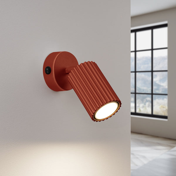 Wandleuchte Karbon Roter Ocker Mit Schalter Design-Wandleuchte Mit Warmem Farbton & Praktischem Schalter-Leuchtezauber