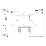 Plafond Karbon 2 Roter Ocker Minimalistische 2-Flammige Leuchte-Leuchtezauber