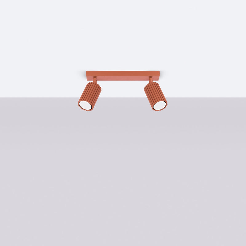 Plafond Karbon 2 Roter Ocker Minimalistische 2-Flammige Leuchte-Leuchtezauber