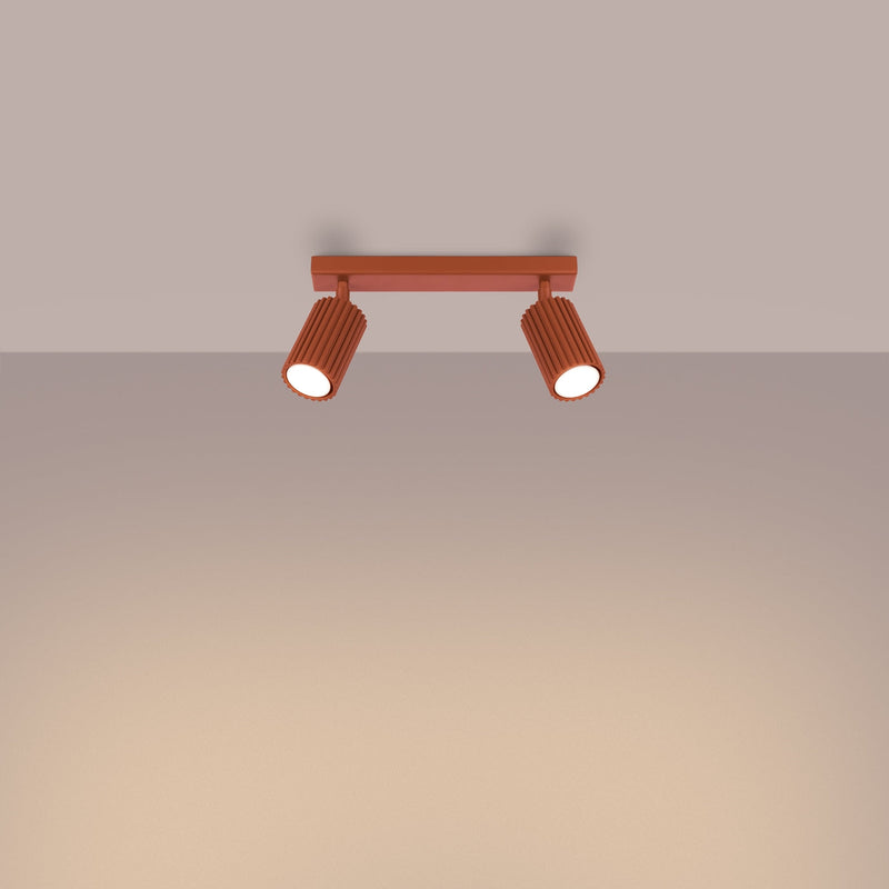 Plafond Karbon 2 Roter Ocker Minimalistische 2-Flammige Leuchte-Leuchtezauber