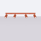 Plafond Karbon 4-Flammig Roter Ocker Loft-Stil Für Große Räume-Leuchtezauber