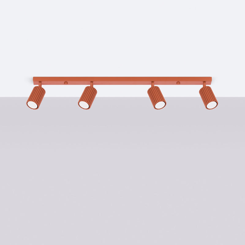 Plafond Karbon 4-Flammig Roter Ocker Loft-Stil Für Große Räume-Leuchtezauber