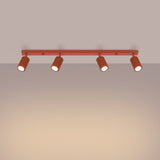 Plafond Karbon 4-Flammig Roter Ocker Loft-Stil Für Große Räume-Leuchtezauber