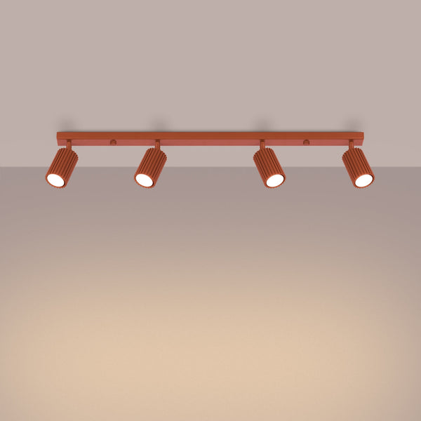 Plafond Karbon 4-Flammig Roter Ocker Loft-Stil Für Große Räume-Leuchtezauber