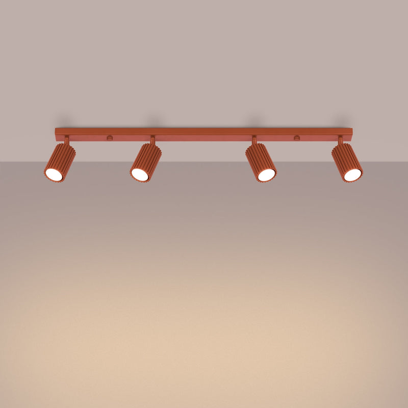 Plafond Karbon 4-Flammig Roter Ocker Loft-Stil Für Große Räume-Leuchtezauber