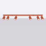 Plafond Karbon 6-Flammig Roter Ocker Industrieller Look In Farbe-Leuchtezauber