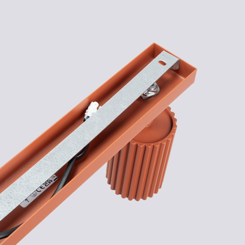 Plafond Karbon 6-Flammig Roter Ocker Industrieller Look In Farbe-Leuchtezauber