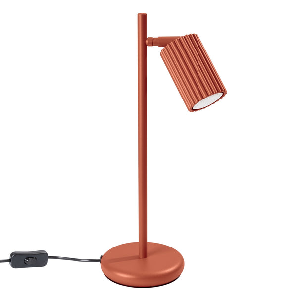 Tischlampe Karbon Roter Ocker – Farbige Tischleuchte Mit Textilschirm-Leuchtezauber