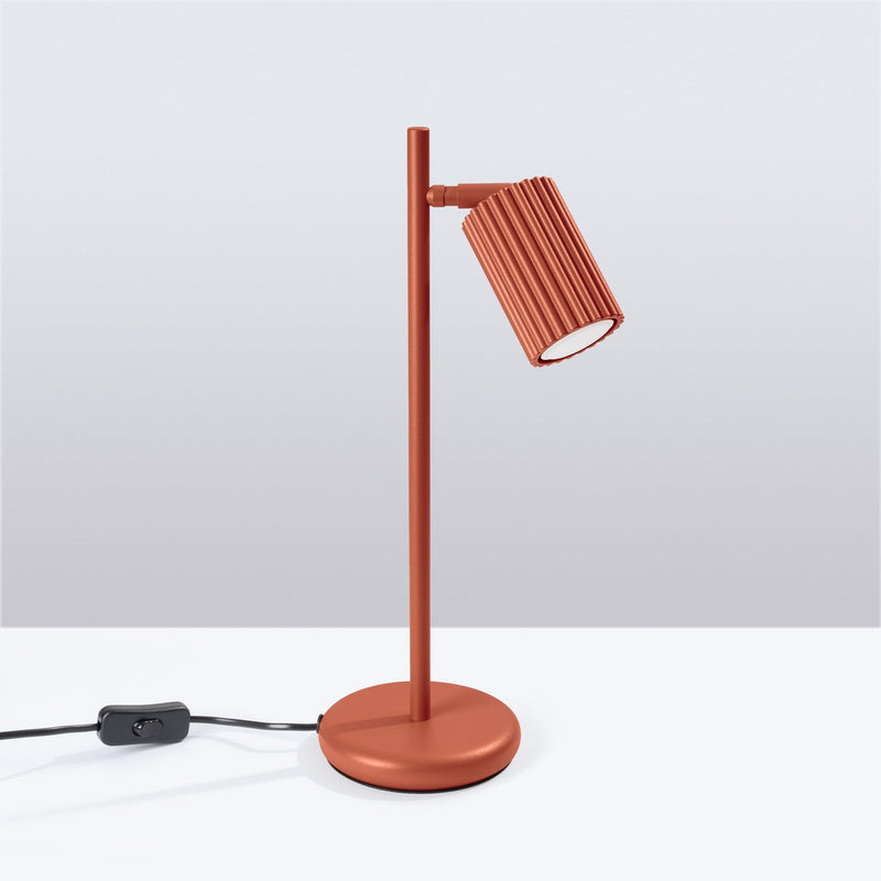 Tischlampe Karbon Roter Ocker – Farbige Tischleuchte Mit Textilschirm-Leuchtezauber