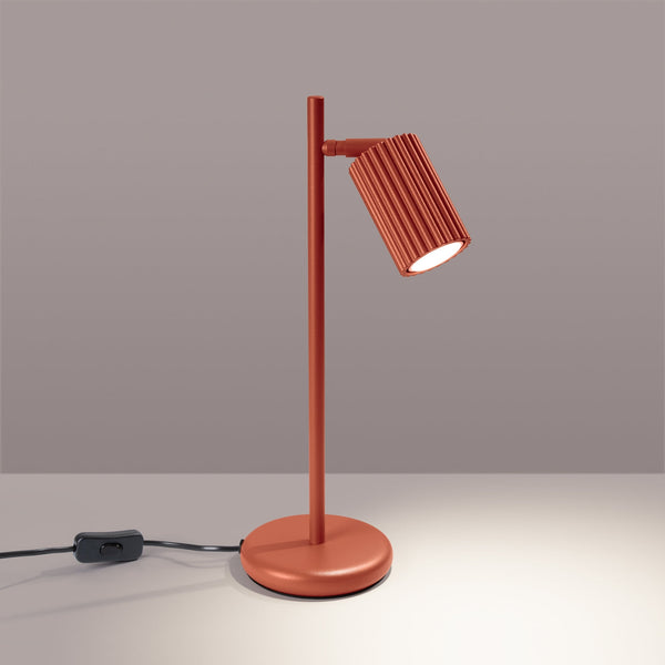 Tischlampe Karbon Roter Ocker – Farbige Tischleuchte Mit Textilschirm-Leuchtezauber