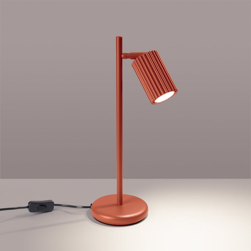 Tischlampe Karbon Roter Ocker – Farbige Tischleuchte Mit Textilschirm-Leuchtezauber