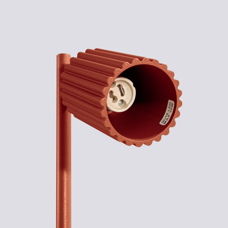 Tischlampe Karbon Roter Ocker – Farbige Tischleuchte Mit Textilschirm-Leuchtezauber