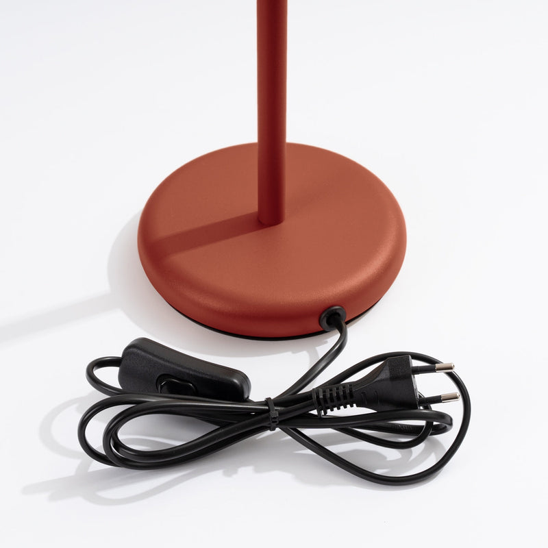 Tischlampe Karbon Roter Ocker – Farbige Tischleuchte Mit Textilschirm-Leuchtezauber