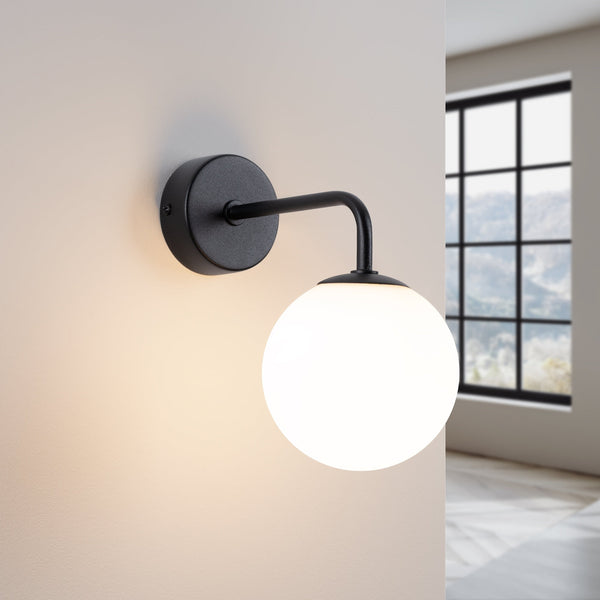 Wandlampe Astral 1 Schwarz Futuristische 1-Flammige Wandlampe Mit Halbkugel-Design-Leuchtezauber
