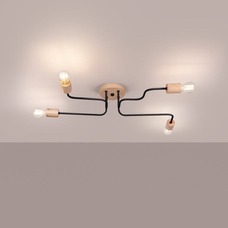 Kronleuchter Timbo 4-flammig Schwarz – Minimalistisches Design-Leuchtezauber