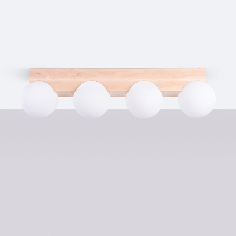 Deckenlampe Bulbo 4-Flammig Naturholz Skandinavisches Design-Leuchtezauber