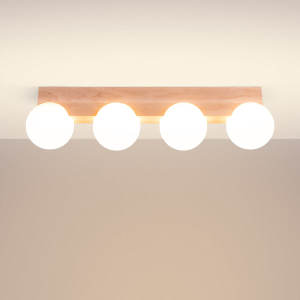 Deckenlampe Bulbo 4-Flammig Naturholz Skandinavisches Design-Leuchtezauber