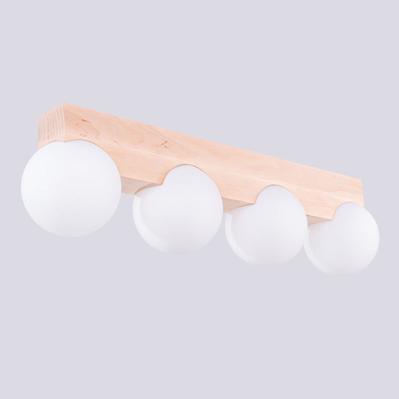 Deckenlampe Bulbo 4-Flammig Naturholz Skandinavisches Design-Leuchtezauber