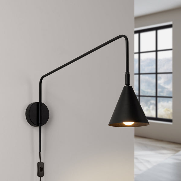 Wandleuchte Nox Schwarz Elegante Wandlampe In Tiefem Schwarz Mit Warmem Licht-Leuchtezauber