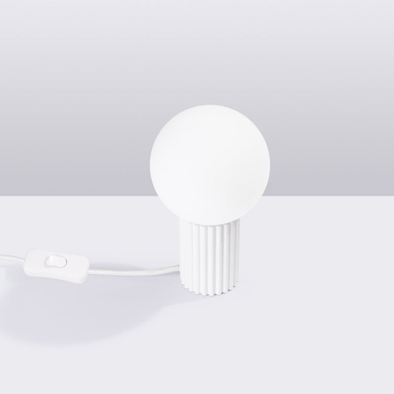 Tischlampe Halo Weiß – Runde Leuchte Mit Weißem Schirm, Modern-Leuchtezauber