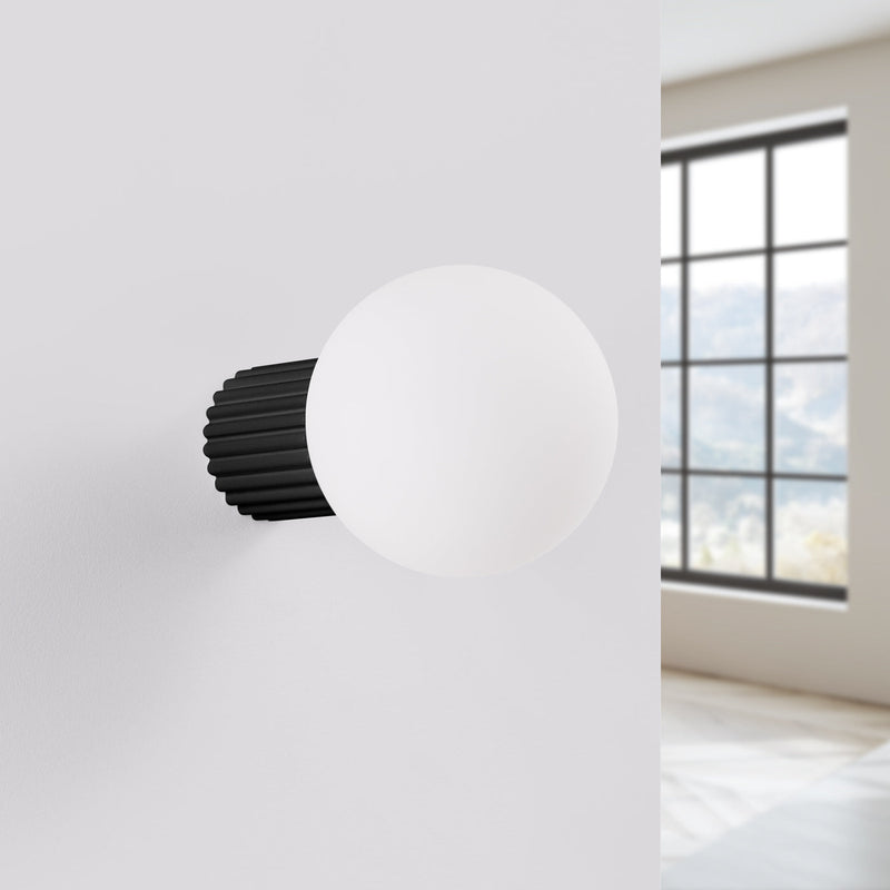Wandleuchte Halo Schwarz Ip44 Schlichte Wandlampe In Tiefem Schwarz Für Bad & Flur-Leuchtezauber