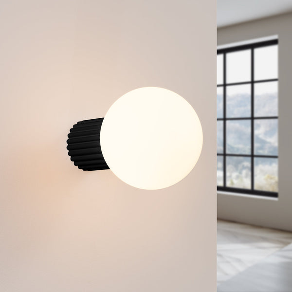 Wandleuchte Halo Schwarz Ip44 Schlichte Wandlampe In Tiefem Schwarz Für Bad & Flur-Leuchtezauber