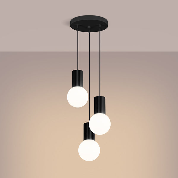 LED Pendelleuchte Halo 3-flammig Schwarz – Design Deckenleuchte-Leuchtezauber