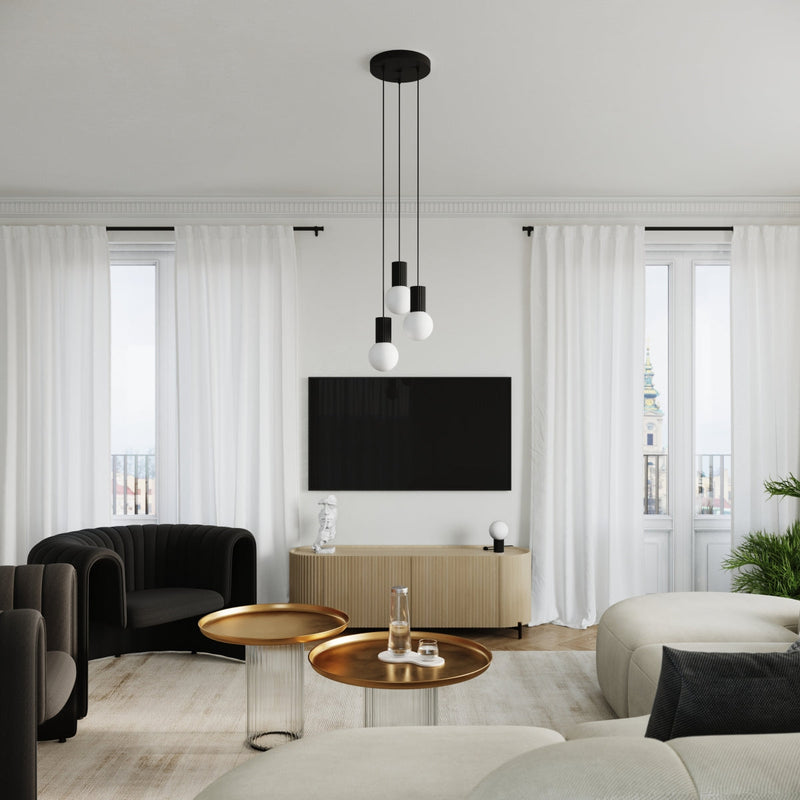 Tischlampe Halo Schwarz – Minimalistische Tischleuchte Mit Stoffschirm-Leuchtezauber