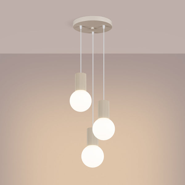 LED Pendelleuchte Halo 3-flammig Beige – Minimalistisches Design-Leuchtezauber