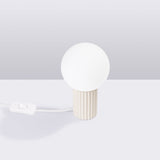 Tischlampe Halo Beige – Runde Stofflampe Mit E27-Fassung In Beige-Leuchtezauber
