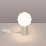 Tischlampe Halo Beige – Runde Stofflampe Mit E27-Fassung In Beige-Leuchtezauber
