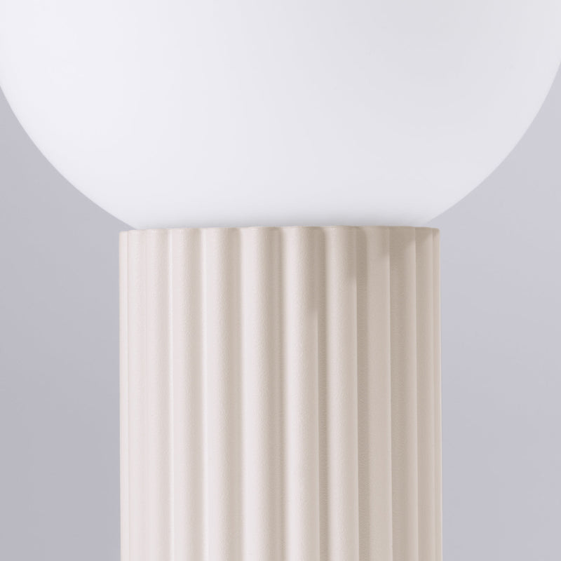 Tischlampe Halo Beige – Runde Stofflampe Mit E27-Fassung In Beige-Leuchtezauber