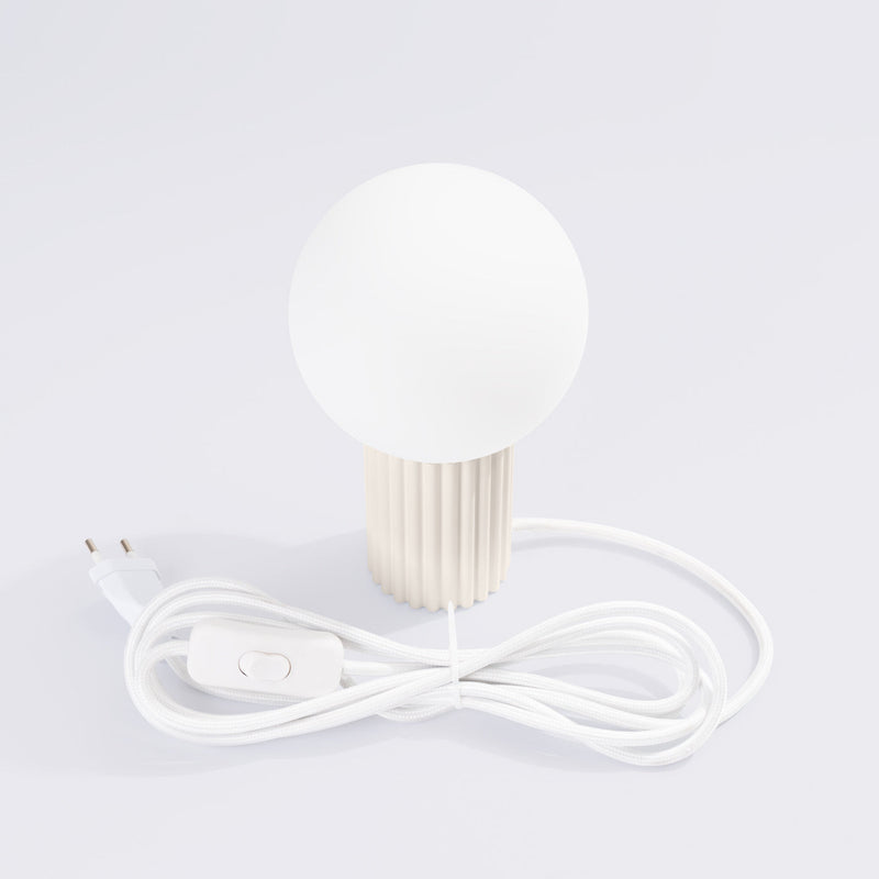 Tischlampe Halo Beige – Runde Stofflampe Mit E27-Fassung In Beige-Leuchtezauber