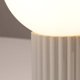 Tischlampe Halo Beige – Runde Stofflampe Mit E27-Fassung In Beige-Leuchtezauber